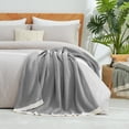 thumbnail image 4 of Chenille Waffle Knit Throw Blanket Reversible Bedding Blanket, 60"x80", Grey, 4 of 8