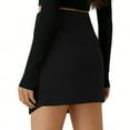 thumbnail image 3 of ClodeEU Women's Mini Asymmetrical Skirt with Shorts Underneath,Split Hem and Wrap Front Skort Black,Womens Plus XXL, 3 of 5