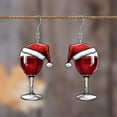thumbnail image 5 of PONPRNGY Christmas Red Wine Glass Earrings for Women Christmas Hats Dangle Earrings Acrylic Christmas Earrings Red Earrings Christmas Holiday Earrings Xmas New Year Party Jewelry, 5 of 6