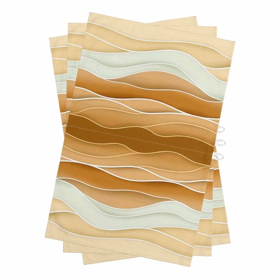 Yellow Brown Kitchen Towels Set of 3, Water Absorbent Dish Towel, Gradient Wave Stripes Modern Geometric Decorative Hand Towels - Quick Drying Cloth for Cooking Baking, 18x28 Inch