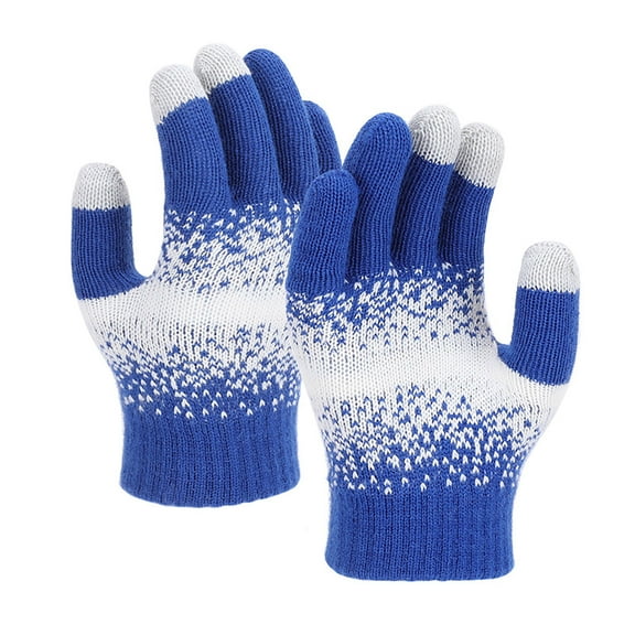 Gloves for Cool&Cold Weather Waterproof Winter Knitted Wool Five-finger Warm Gloves Plus Velvet And Thick Touch Screen Gloves Christmas Gift