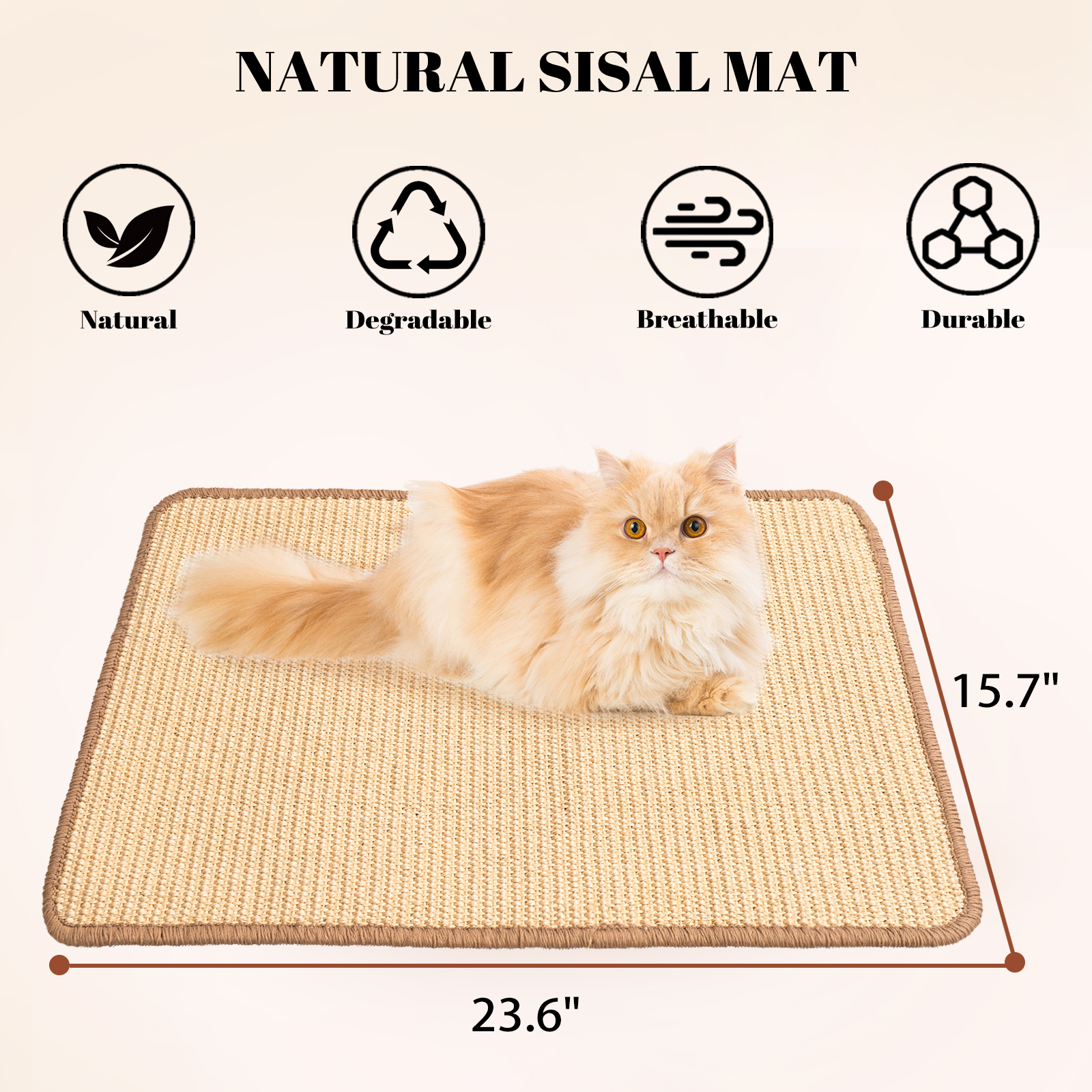 CheerPals Cat Scratcher Mat, 23.6 x 15.7" Sisal photo 2