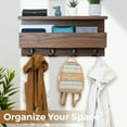 thumbnail image 4 of Straga Handmade 23" Walnut Coat Rack with 2 Shelves & 4 Sturdy Hooks – Solid Wood Organizer for Coats, Keys, Mail, Wallets – Modern Design for Entryway, Mudroom, Hallway, Bathroom – Made in Canada 04, 4 of 6