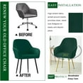 thumbnail image 5 of Set of 1 Solid Curved Back Chair Cover, Stretch Velvet Dining Chair Covers, Vanity Chair Cover, Swivel Armrest Accent Chair Covers,for Home Decor (Dark Green), 5 of 7