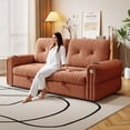 thumbnail image 5 of 77" Queen Size Sofa Bed, Loveseat Sleeper Sofa with Pull Out Bed and USB, 2 Seater Convertible Small Couch for Living Room Bedroom Apartment (Brown, Chenille), 5 of 7