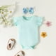 thumbnail image 5 of Body De Bebé, Conjunto De Canastilla, Monos Para Niñas Pequeñas, Moda, Estampado De Flores s, Volantes, Mono De Manga Corta, Pantalones Cortos, Traje Con Lazo Azul Odeerbi LM103-8512, 5 of 9