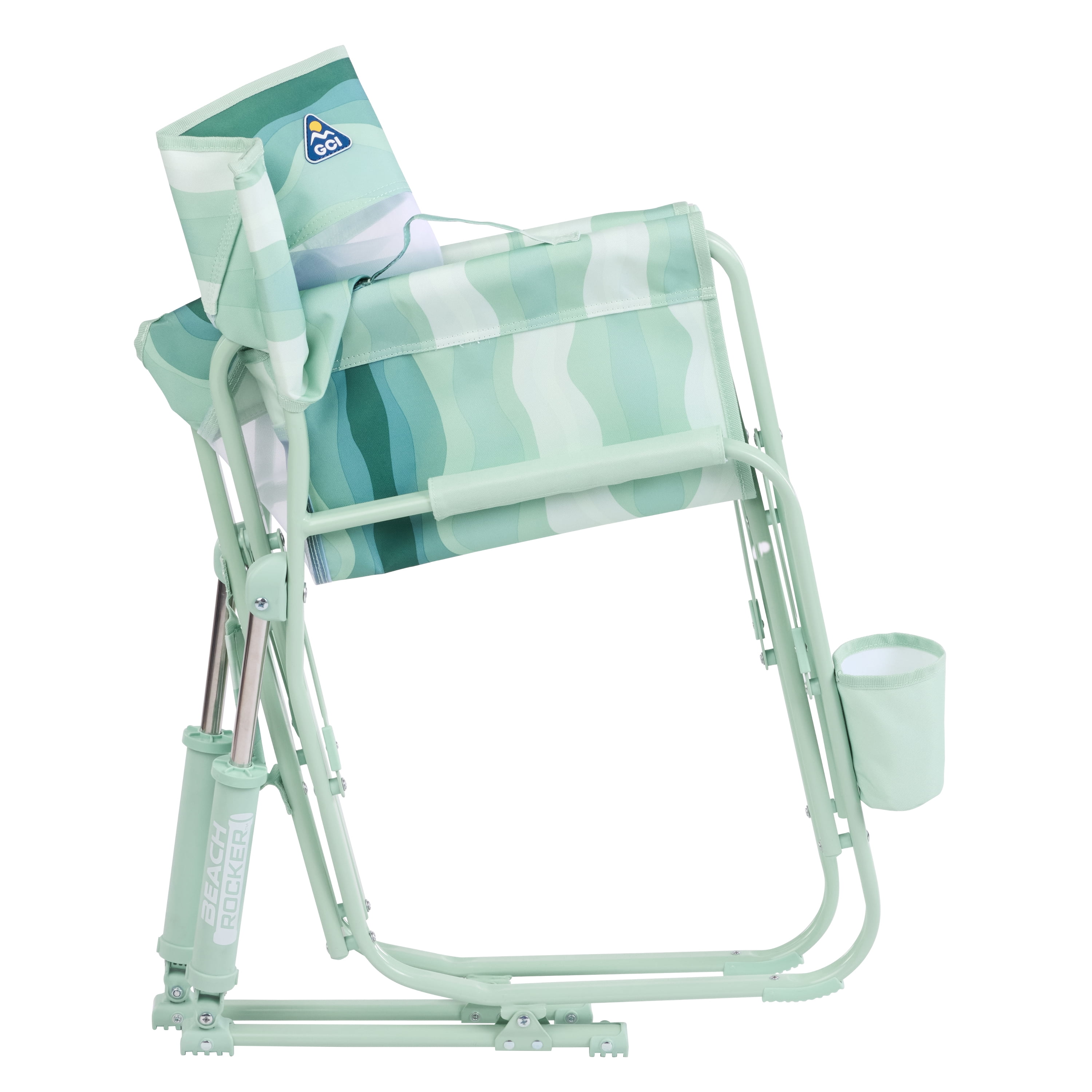 GCI Outdoor Beach Rocker Low Profile Foldable Rocking Chair Wave Green Steel/Aluminum