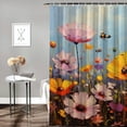 thumbnail image 2 of Fenyluxe Flowers Bee Blue Sky Pretty Shower Curtain Bathroom Decor Polyester Home Bathtubs Curtain Decoration Washable with Hooks 36x72, 2 of 7