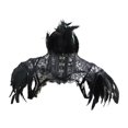 thumbnail image 1 of Bufandas de cuello de plumas de encaje gótico chal de plumas para fiestas de L jinwen capa tipo chal con plumas, 1 of 8