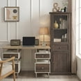 thumbnail image 4 of CKEASEAN 65" H Tall Narrow Bookcase with Tempered Glass Door and Drawer - Elegant Freestanding Pantry Cabinet for Living Room and Office, 4 of 15