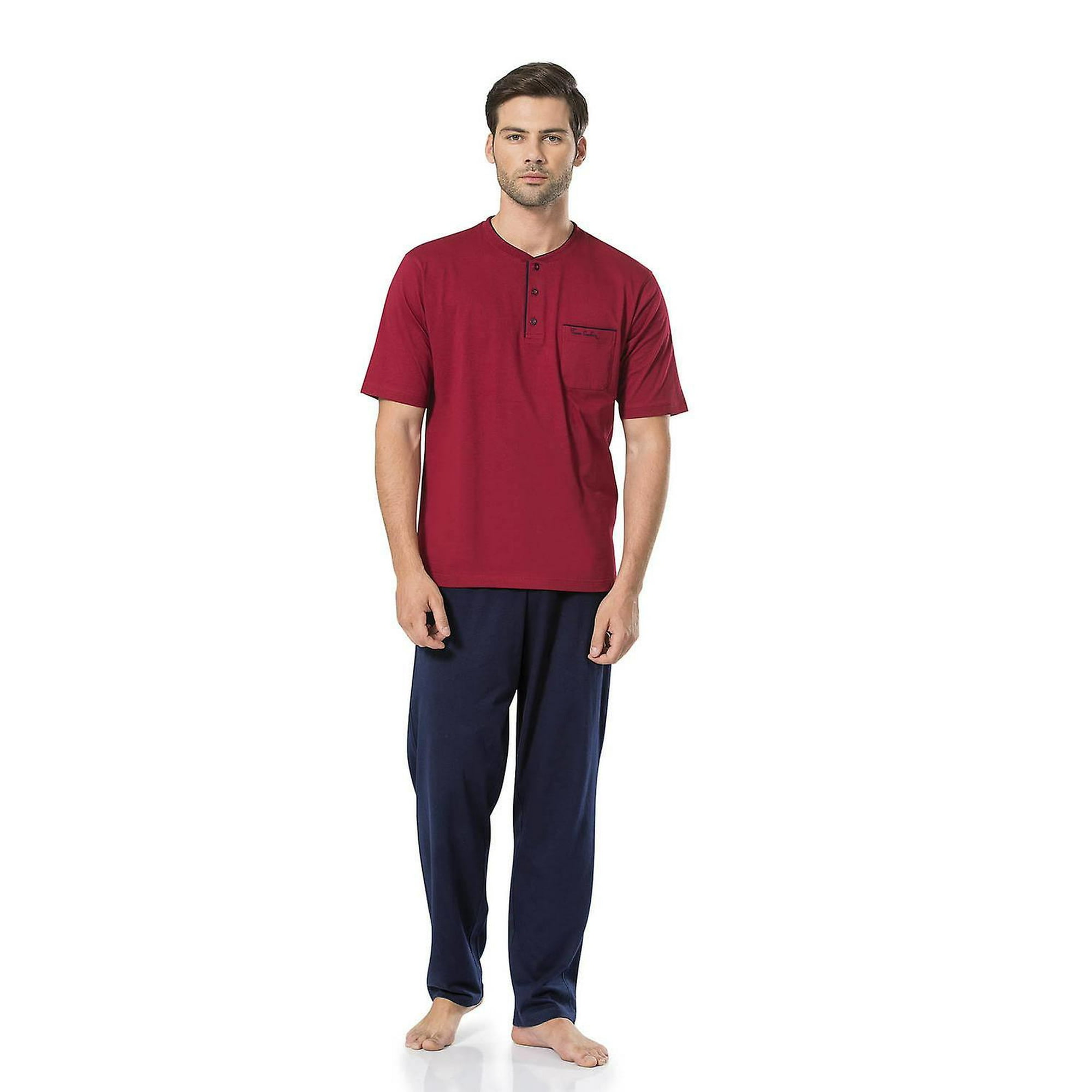 Pierre Cardin Men s Short Sleeve Combed Cotton Pajamas Walmart