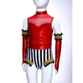 thumbnail image 3 of Mufeng Kids Girls Drum Band Outfits Trapeze Showman Pretend Play Outfit Sparkle Sequins Dance Bodysuit Red 8, 3 of 7