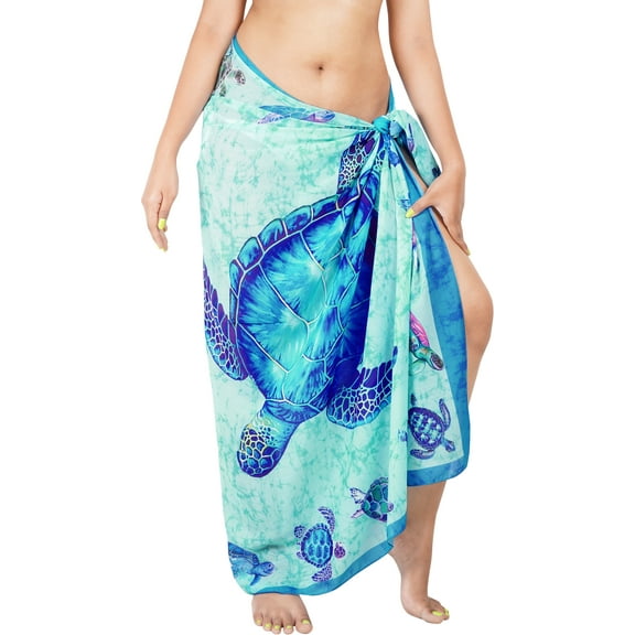 HAPPY BAY Women's Sarong Bikini Skirt Swimsuit Cover up Summer Wraps Bathing suit Swimwear Beach Wrap Skirts for Women One Size Allover Turtles, Blue