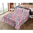 thumbnail image 4 of Ambesonne Floral Fitted & Flat Sheet with Shams 4 Pcs Set, Simplistic Retro Roses Art, Queen, Dark Coral Lavender Blue, 4 of 5