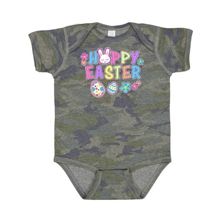 

Inktastic Happy Easter with Bunny Face and Easter Eggs Gift Baby Girl Bodysuit