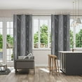 thumbnail image 4 of HCBY Blackout Curtains - Silver Wave Print, Thermal Insulated, Noise Reducing, Privacy Drapes for Bedroom & Living Room (Gray,63"x52"), 4 of 9