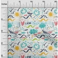 thumbnail image 2 of oneOone Rayon White Fabric Ocean Life Craft Projects Decor Fabric Printed By The Yard 56 Inch Wide, 2 of 5