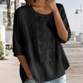 thumbnail image 5 of Women's Floral Embroidered Cotton Linen Shirt Casual Loose 3/4 Sleeve Blouse, 5 of 9