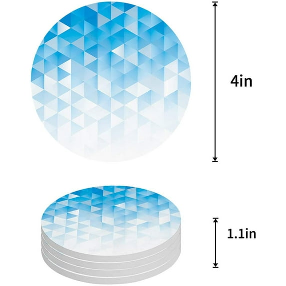 FMSHPON Geometric Gradient Pattern Mosaic Triangle Graphic Print Set of 8 Round Coaster for Drinks, Absorbent Ceramic Stone Coasters Cup Mat with Cork Base for Home Kitchen Room Coffee Table Bar Decor