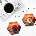 thumbnail image 4 of Honeii Romantic Roses Sunset Ocean Print Leather Coaster Set of 4, Ideal for Safeguarding Your Furniture from Drinks Spills and Effortless Cleanup-Hexagon, 4 of 6