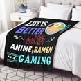 thumbnail image 4 of Ramen Noodle Blanket Throw,Life is Better with Gaming Ramen Anime Gifts for Kids Boys Men Soft Lightweight Plush Fleece Quilt 50 in x 40 in Small for Kids, 4 of 6