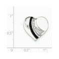thumbnail image 2 of Sterling Silver Blk Rhod and Enamel Wh Blk Cubic Zirconia Heart Chain Slide Pendant - Measures 17x18mm Wide, 2 of 2