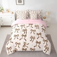 thumbnail image 2 of Homewish Leopard Print Bowknot Bedding Comforter Set 7pcs for Teens, Kawaii Stars Print Queen Bedding Sets, Modern Fashion Bow Reversible Queen Sheet Sets, Lightweight Room Decor, 2 of 7