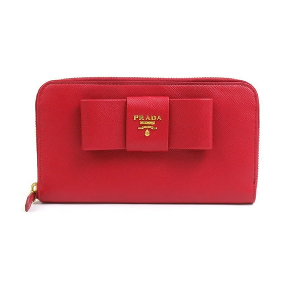 Pre-Owned PRADA Round Long Wallet Leather Red Women's h30863a (Good)