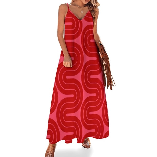Vestido largo sin mangas con diseño de degradado geométrico retro 918, vestido de verano para mujer, traje de verano para mujer