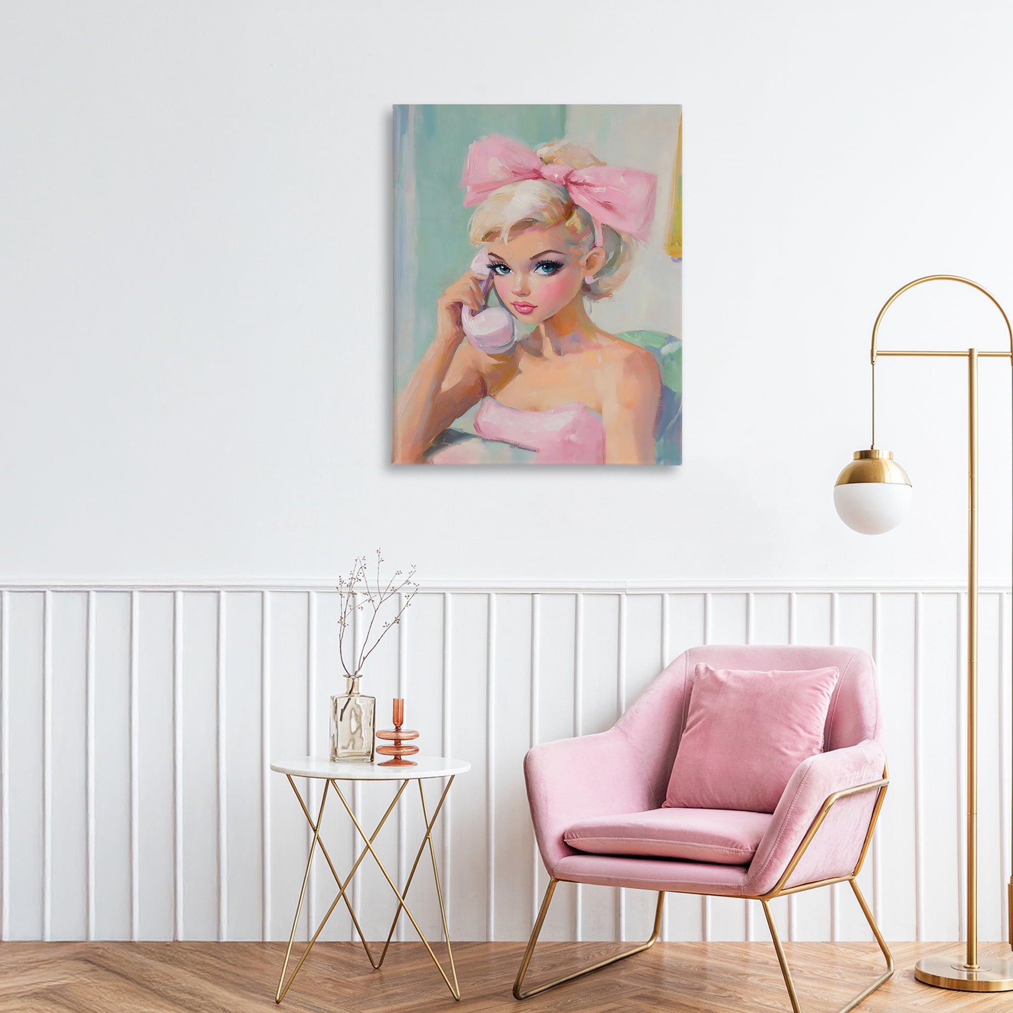Stupell Industries Blonde Girl with Pink Bow Canvas Wall Art, design by The Prints Vibe