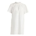 thumbnail image 5 of Free Assembly Women’s and Women's Plus Ruffle Neck Cotton Eyelet Mini Dress with Short Sleeves, Sizes XS-4X, 5 of 5