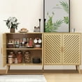 thumbnail image 6 of Yeulluey Storage Cabinet with 4 Doors, Kitchen Buffet Sideboard Cabinet,Wood Storage Organizer for Kitchen, Living Room, Dining Room, Natural Wood, 6 of 7
