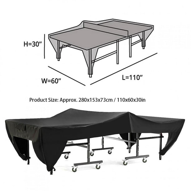 Loewten Housse de Table de Ping-Pong Housse de Table, Patio Extérieur  Imperméable à la Poussière Housse de Table de Ping-Pong Noir 280x153x73cm 