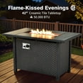 thumbnail image 4 of Vcatnet Outdoor Patio Furniture Sets with 42" Gas Propane Fire Pit Table 6 Pieces All Weather Sectional Sofa PE Rattan Wicker High Back Conversation Set with Ottoman,Navy Blue, 4 of 9