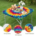 thumbnail image 4 of Colorful Rainbow Tie Dye Spiral Pattern Square Fitted Tablecloth with Elastic Edge,Square Table Cover,Washable Elastic Table Cover for Home Kitchen Party Decor 36"x36", 4 of 6