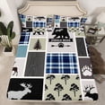 thumbnail image 2 of Feelyou Jungle Moose Deer Bed Sheets for Adult, Patchwork Checkered King Sheets, Countryside Theme Sheet Set, Super Cozy Room Decor, 4-Piece, 2 of 7