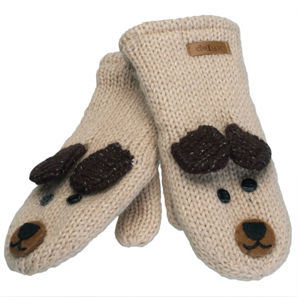 Teddy Bear Pilot Knit Mittens - OS