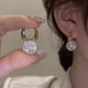 thumbnail image 2 of Pendientes de perlas para mujer, pendientes colgantes de oro blanco y plata, pendientes de perlas con circonita cúbica, grandes, 14 mm Rojo Verde, 2 of 5