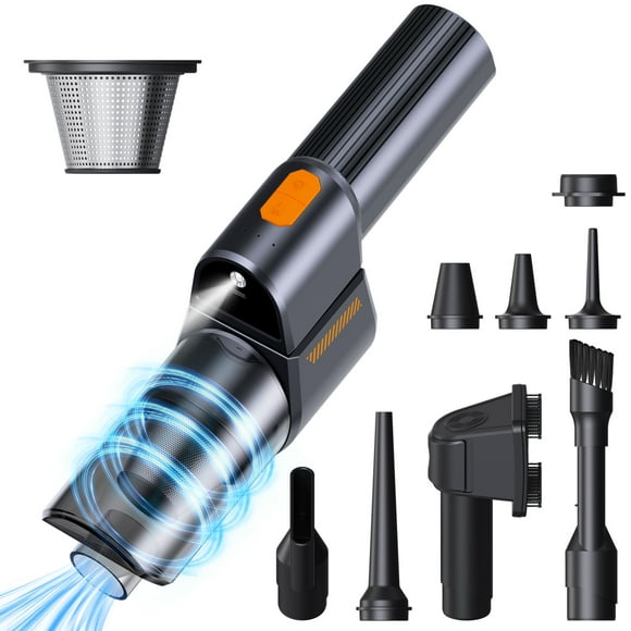 iDiskk Aspiradora de Mano para Coche de 16000 PA Inalámbrica con Luz LED para Limpieza de Pelo de Coche, Hogar y Mascotas, Color Negro