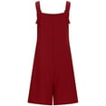 thumbnail image 4 of Women's Summer Solid Color Button Down Jumpsuit - Casual Sleeveless Overalls with Adjustable Straps & Side Pockets, 4 of 4