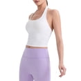 thumbnail image 2 of Women'S Halter Crop Top V Neck Workout Going Out Tank Top Sleeveless Backless Trendy Summer Camisole White S, 2 of 9