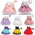 thumbnail image 2 of Elegante vestido de lazo grande para niña, vestido Formal de baile para niñas, ropa de fiesta de noche, disfraz de princesa de 1er cumpleaños para bebés con diadema 4T (Etiqueta 110) Gao Jinjia LED, 2 of 2