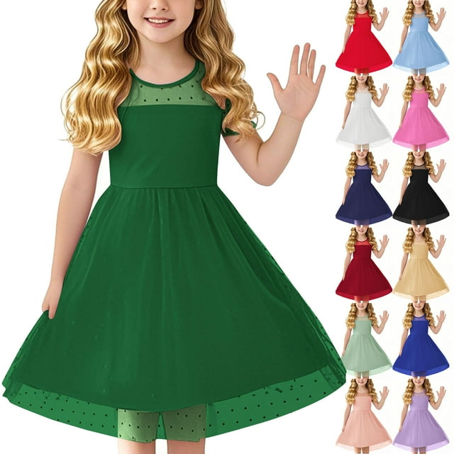 HaiMao Robe Décontractée en Tulle d'Été à Manches Bouffantes pour Tout-Petites Filles, Robe Tutu de Princesse pour Bébé Fille, Blanche, 15 Ans