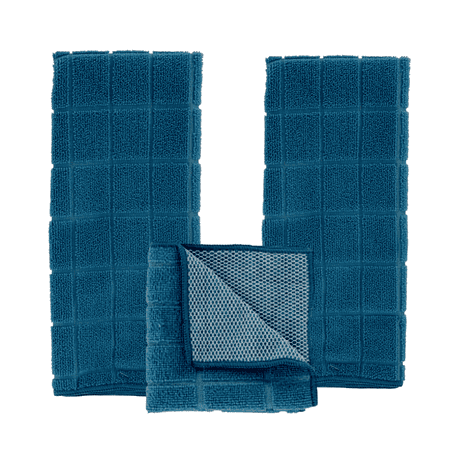

Dish Towels - Kitchen Towel set Includes: 3 Kitchen Towel 2 Scrubbers - Blue