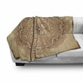 thumbnail image 3 of Brown Mandala Soft Flannel Fleece Throw Blanket, Vintage Ornate with Abstract Leaves on Silhouette Background, Cozy Plush for Indoor and Outdoor Use, 50" x 70", Brown Ginger Beige, by Ambesonne, 3 of 6