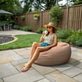 thumbnail image 5 of Covers & all Contemporary Olefin Pear Shape Bean Bag, UV Resistant Bean Bag Lounger for Reading Books or Gaming - Beige (L, 24 L x 24 W x 35 H inch)(Beans not included), 5 of 6