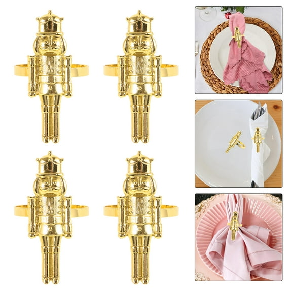 PAMINGONO Nutcracker Napkin Holders Golden Napkin Holding 6Pcs 2.8X1.6X1In