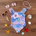 thumbnail image 5 of Grblisyd Girls Swimsuit Flutter Sleeve Hawaiian One Piece Bathing Suit Crew Neck Girls'Swimwear 10Y, 5 of 6