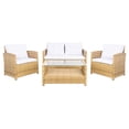 thumbnail image 3 of SAFAVIEH Vellor Outdoor Patio 4 Piece Conversation Set, Natural/White, 3 of 13