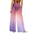 thumbnail image 6 of Neewe Women Sheer Flare Cover up Pants Swimsuit Beach Bikini Bottom Cover up Elastic Waist Wide Leg Palazzo Trousers, 6 of 7
